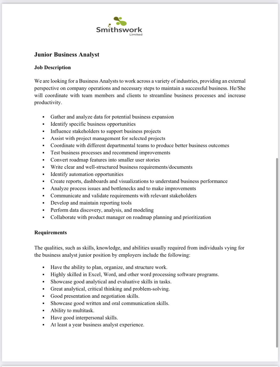 CaptJamyl's tweet photo. Job job job, if you don’t qualify, tag who qualifies. 
Someone might need this. Remember no SHORT-HAND write ur sentences in full. “I cnt b dfendin u alwys 🤣🤣🤣 as ur refree…”

Junior Research Analyst &amp; Junior Business Analyst send application to info@smithsworkltd.com https://t.co/480el9LNMF