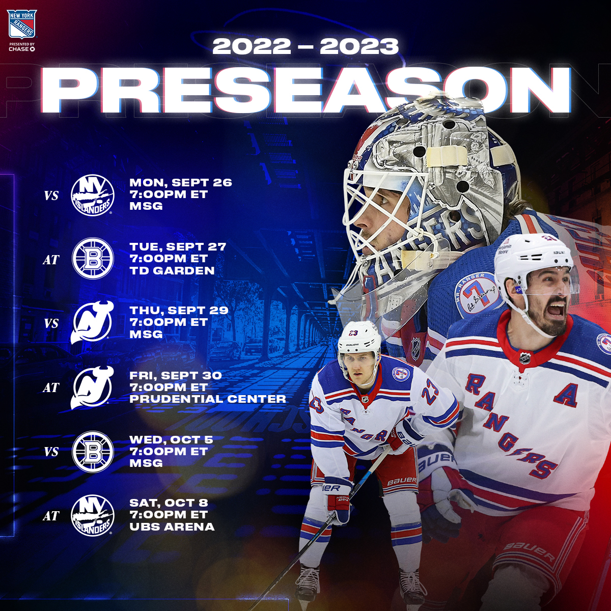 Motivated NY Rangers announce 2023 Pre-Season Schedule: Boston