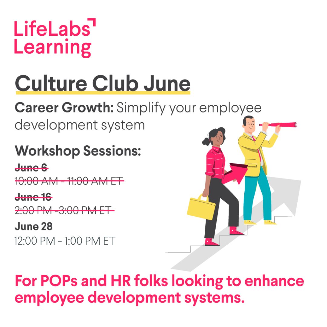 LAST CHANCE to register for Career Growth: Simplify your employee development system! Can’t make the in-person session? Sign up to receive an on-demand recording that you can watch anytime: home.lifelabslearning.com/cc-22/06-caree…