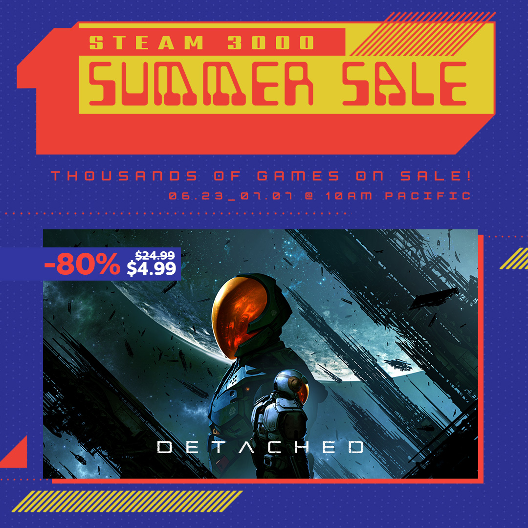 DetachedGame's tweet image. Steam Summer Sale is Live! 🔥 Experience the depth and emptiness of the space for less than $5 👾

👉 bit.ly/2K981i4
