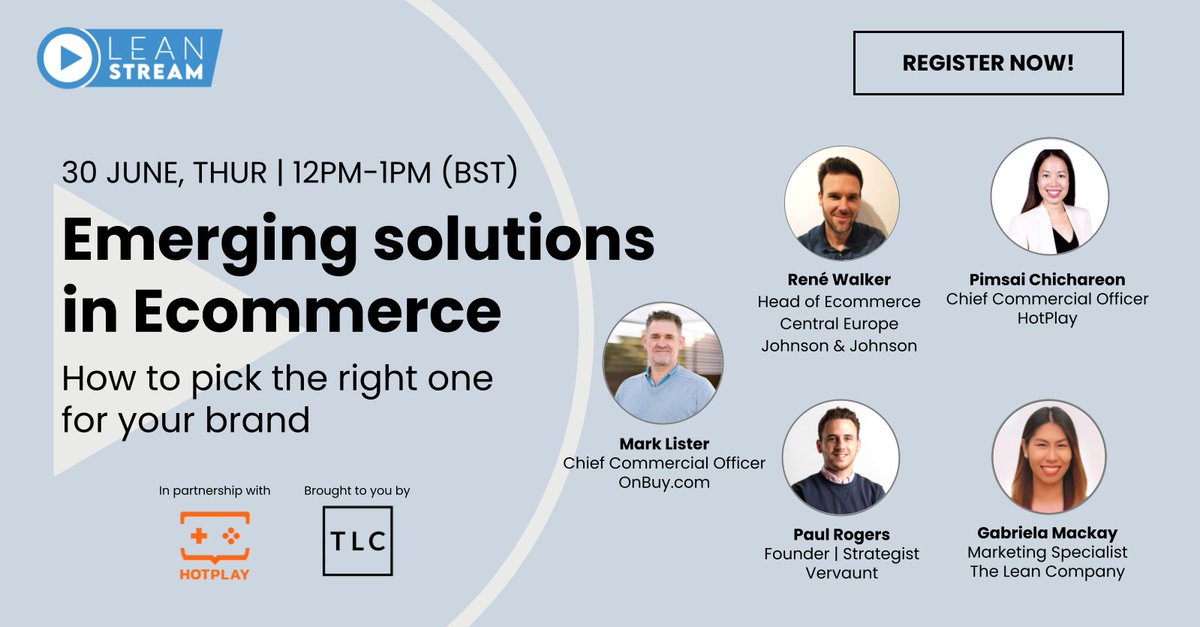 bemorelean's tweet photo. Excited to hear from @TangChicha of @HotPlay_Games , part of @NextPlayTech at our upcoming #ecommerce webinar. To hear her views and sign up for free, follow this link: https://t.co/FwSrim0jZ3 https://t.co/0iYCOl5KJY