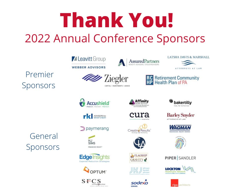 LeadingAgePA's tweet photo. This #MondayMemberFocus we would like to thank our 2022 Annual Conference sponsors! We are so grateful for your support! https://t.co/GNwBfE5GiQ
