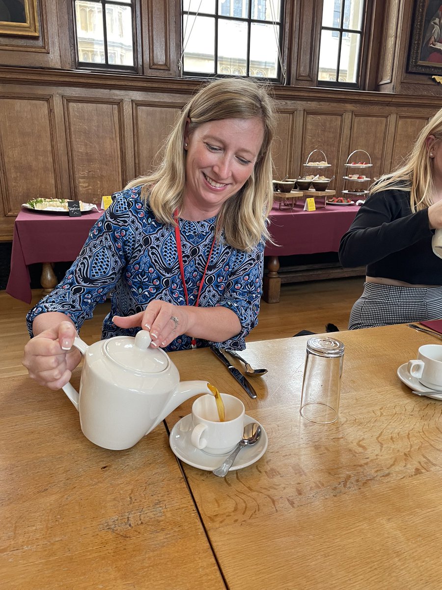 Afternoon tea at Oxford.  Professor <a href="/AllisonGButler/">Allison Butler</a> is in heaven!