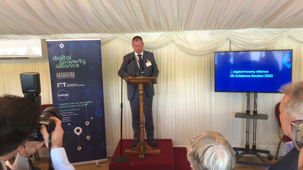 DigiPovAlliance's tweet photo. Next, #Tech4Teachers Headteacher Matthew Bolton from @LeverParkSchool takes to the stage to talk about the impact @Currysplc and @digipovalliance #Tech4Teachers #DigitalPoverty initiative had on his school and teachers. @KiraAllmann @eLearningfound @LordJimKnight @Thewhole9years https://t.co/tr1mXmZBay