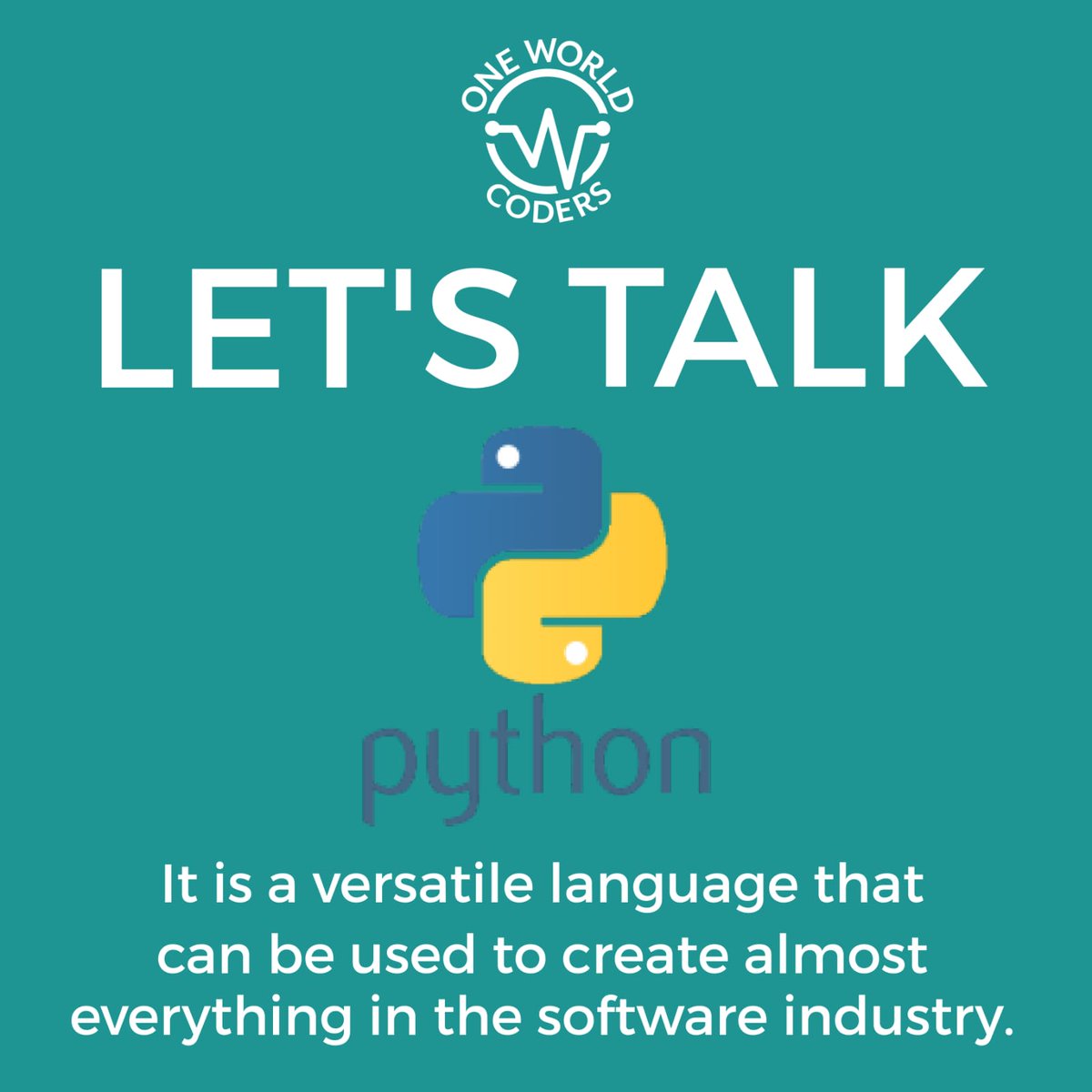oneworldcoders's tweet photo. Python is the most searched and tagged programming language in the world. It has one of the biggest active communities of developers. 

stay tuned for our next posts as we will share personal hacks for Python

#onewordlcoders #kampla #Kigali #softwaredevelopment #coding https://t.co/derybRjTjQ