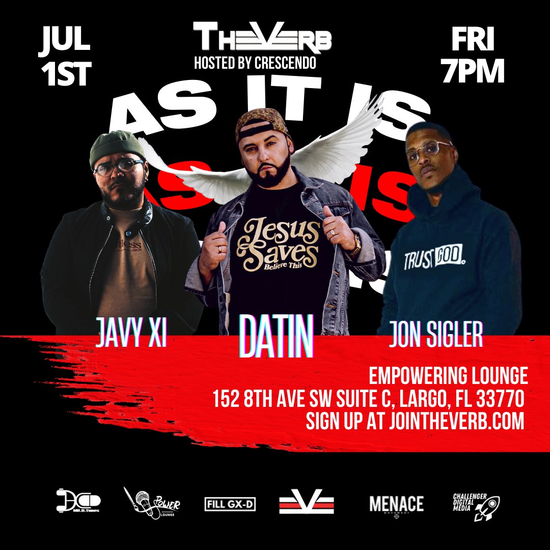 JoinTheVerb's tweet image. This Friday! Tampa Bay where you at?
Free Event! Grab your tickets here:
JoinTheVerb.com #chh #freeconcert #ChristianHipHop