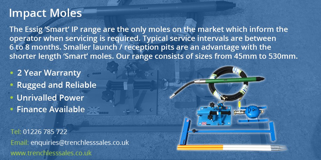 trenchlesssales's tweet photo. For more information on the Essig 'Smart' mole range, call us on 01226 785722 or email enquiries@trenchlesssales.co.uk 

https://t.co/Hdttuq4UbL

#teamtrenchless #trenchless #trenchlesstechnology #impactmoling #impactmole #essig #utilities https://t.co/QkYJdpdXg4