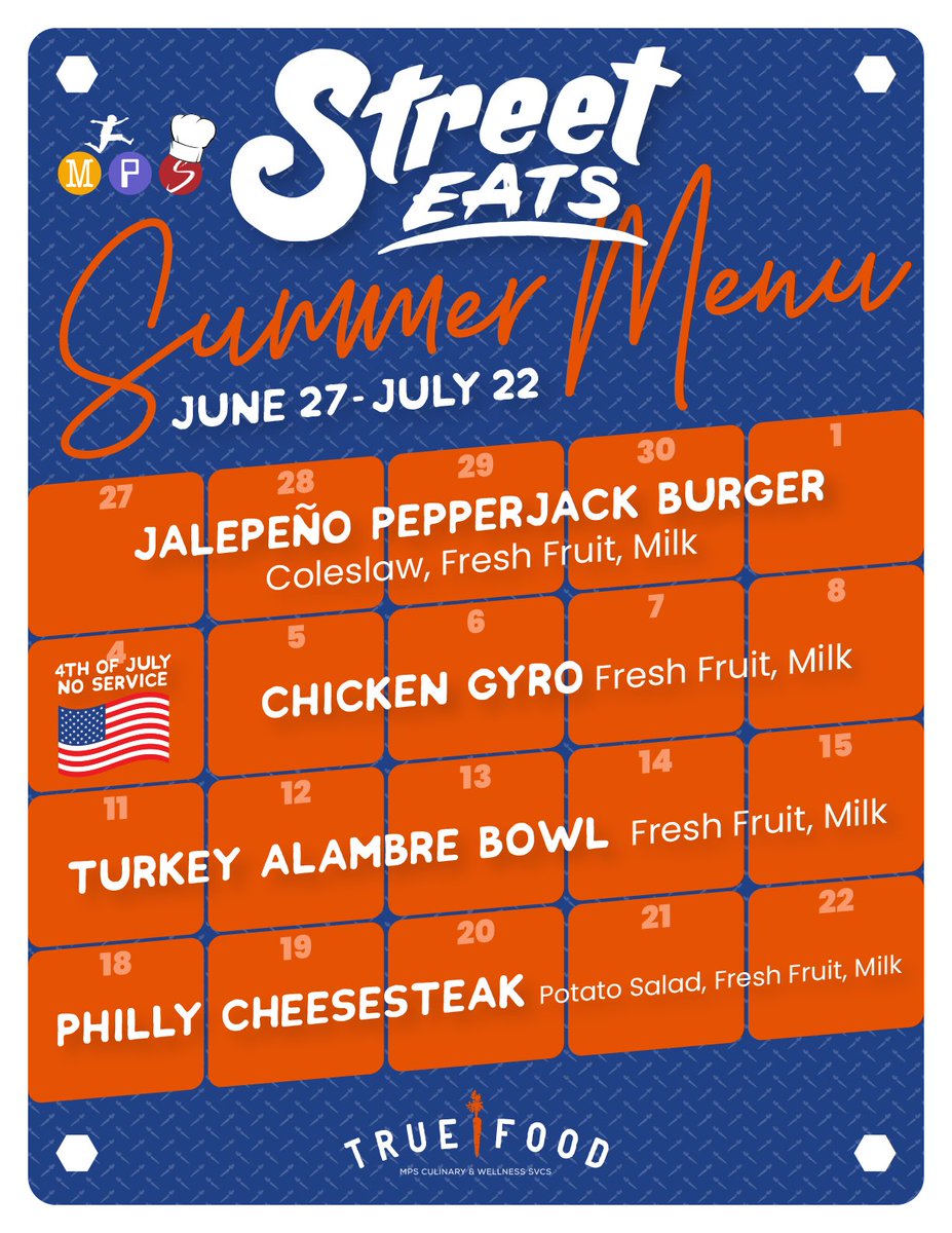 Our Street Eats Food Truck starts summer service today. June 27th, and today’s locations are listed below. Don’t miss out on delicious food –at no cost to kids 18 and under! Be sure to visit our website for a schedule and interactive map of locations.
cws.mpls.k12.mn.us/street_eats_fo…