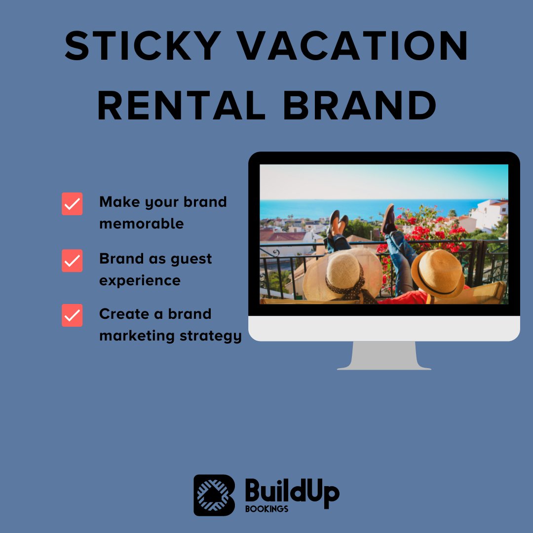 The concrete elements of a brand identity include: Logo, Brand Name, Fonts, Colors, Tagline &amp; Photography. But, your vacation rental brand is about much more than what goes on a brand board. Create a “sticky vacation rental brand” that guests will want to continue to experience