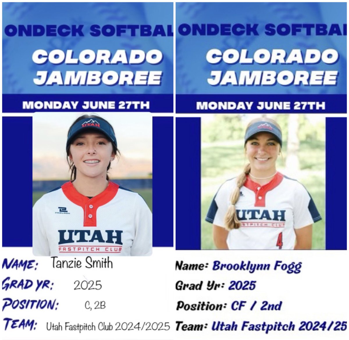 UFC_2024_2025's tweet photo. Our #4/Brooklynn Fogg and #12/Tanzie Smith, will be representing today at the @ondecksoftball Colorado Jamboree. You are going to be awesome! Enjoy the experience & have fun🥎 #classof2025 #OnDeckSoftball #utahfastpitchclub #GoUFC #exposure #opportunity https://t.co/LLoXIllLcY