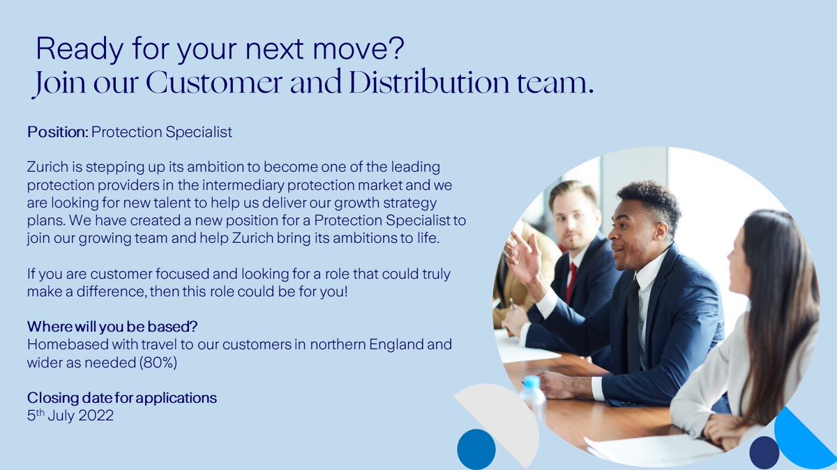 Nick__Erskine's tweet photo. Ready for your next career move? Passionate about the protection market? Ready to build a career with a leading insurance provider? Then this is for you! Field based Protection Specialist. Don’t delay get in touch. #careers #zurich 
https://t.co/I7LByiropi
https://t.co/gw1MN157Sn https://t.co/pZJAw5a1Cn