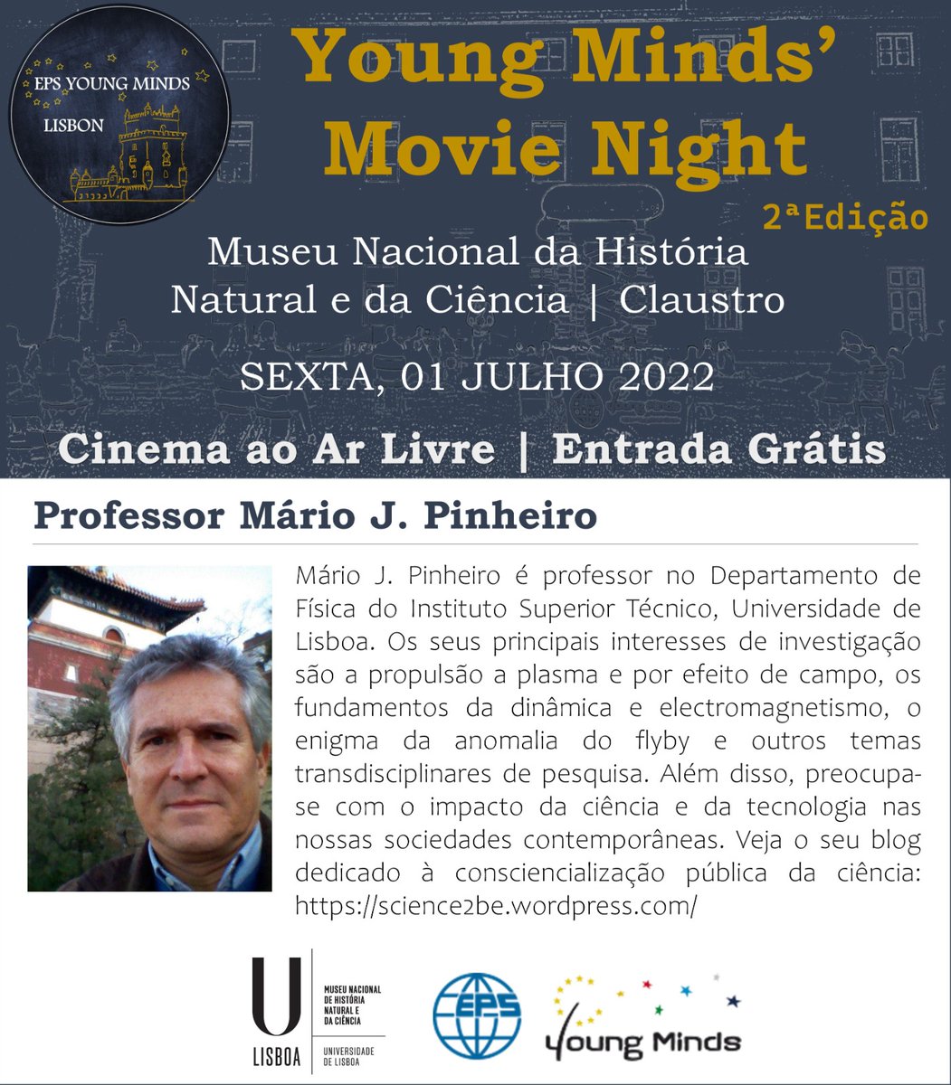EPSYMLisboa's tweet photo. É já na próxima Sexta-feira que iremos ter a segunda edição da noite de cinema Young Minds, com a presença do prof. Mário J. Pinheiro. A entrada é gratuita mas requer inscrição (https://t.co/w2IZhBfHlQ)! https://t.co/AUjEKBceN5