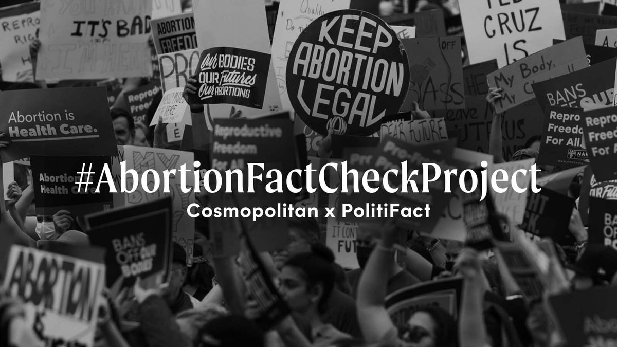 Cosmopolitan's tweet photo. FACT CHECK: Actually, @PolitiFact did not find any study on the % of coerced abortions in the U.S. In this tweet, the @nrlc (an American organization) is sourcing a UK survey where the women were not even asked to confirm they got an abortion. #AbortionFactCheckProject https://t.co/EfOvrqjIaZ