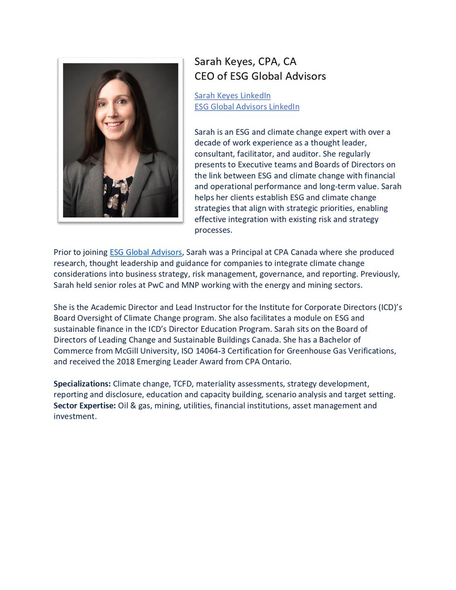 NetworkPen's tweet photo. We would like to introduce @SarahKeyesTO from ESG Global Advisors.  Sarah will be presenting “How ESG trends are affecting business strategies” on July 11th.  
 
#ESGGlobalAdvisors #PEN #BusinessStrategy https://t.co/PTDCBAfwuW