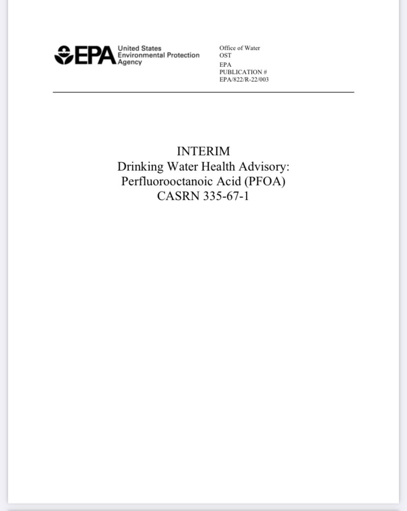 GGoldner6's tweet photo. EPA has announced they decreased the lifetime advisory for PFOA and PFOS from 70 ppt to 0.004 ppt https://t.co/HbdkZbYfLO