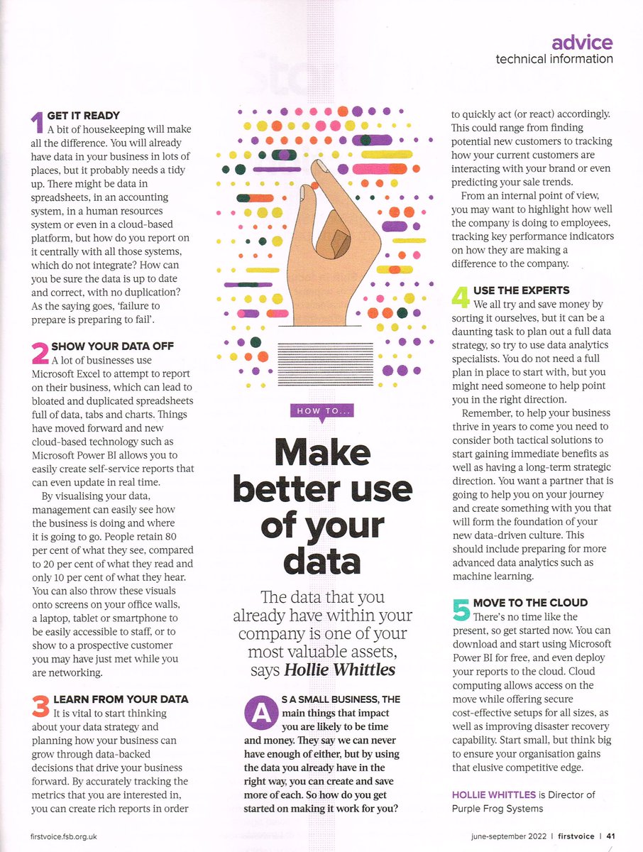 FraggleWorks's tweet photo. Enjoyed reading through @FSB_Voice magazine and saw our article on how to : ‘Make better use of your data’ from @PurpleFrogSys @PBISentinel #fsbfirstvoice #datastrategy https://t.co/2LxIKuIoJU