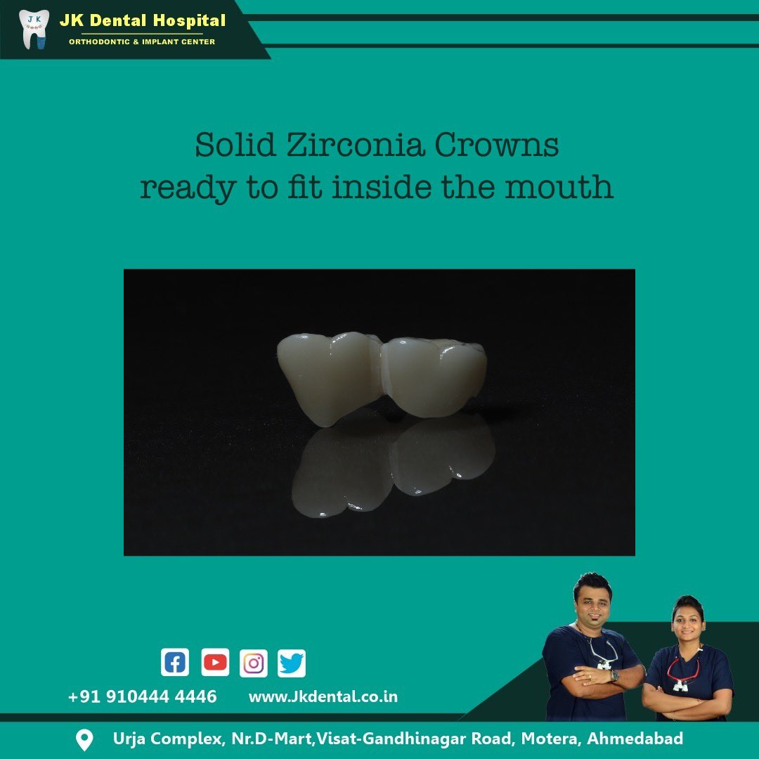JKDENTALORTHO's tweet photo. Solid Zirconia Crowns which are high in strength and accuracy . Avail this best offer at @JKDENTALORTHO 
Visit us for your one step dental solution.

#dentist #orthodontist #braces #aligner #ahmedabad #chandkheda #crowns #implants #motera #implants #trendingnow https://t.co/oJ5Gnhafha