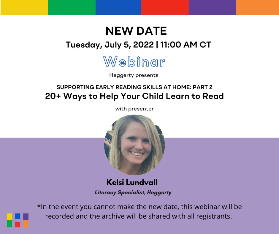 NEW DATE: In part two of our Supporting Early Reading Skills at Home webinar series, you'll learn over 20 games and activities to help boost children's alphabet knowledge, providing new opportunities to practice letters and sounds. Link to register: heggerty.org/webinars/