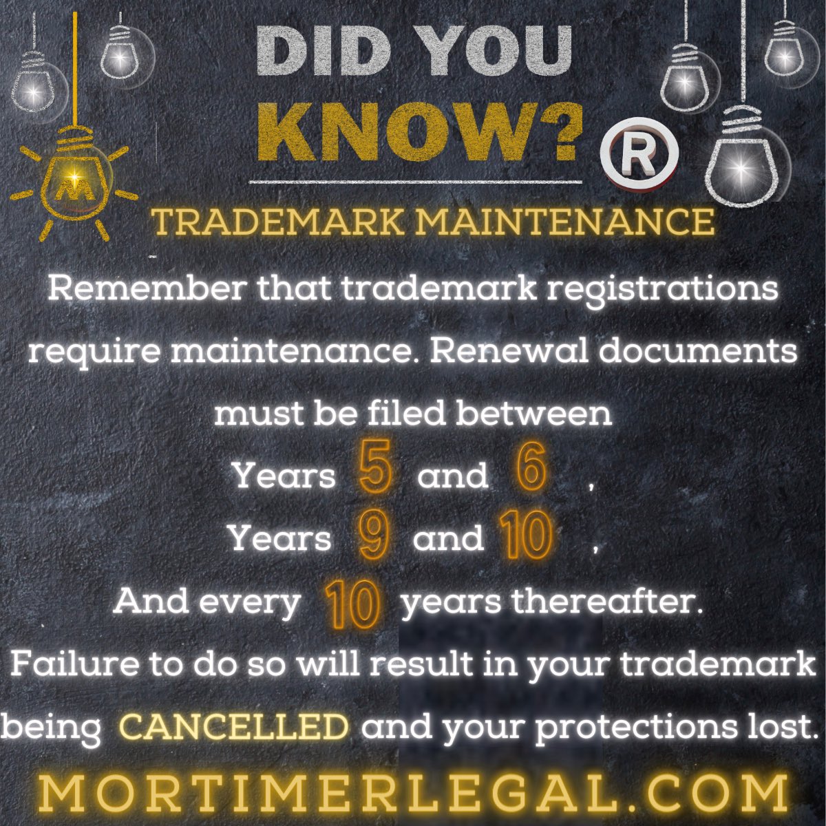 There those who think they have an active trademark, when it was cancelled recently or years ago. 🤔 Get USPTO reminders or contact an attorney to monitor your mark and file renewals. 

#trademarks #trademarkmaintenance #askalawyer #trademarkattorney #checkyourtrademark