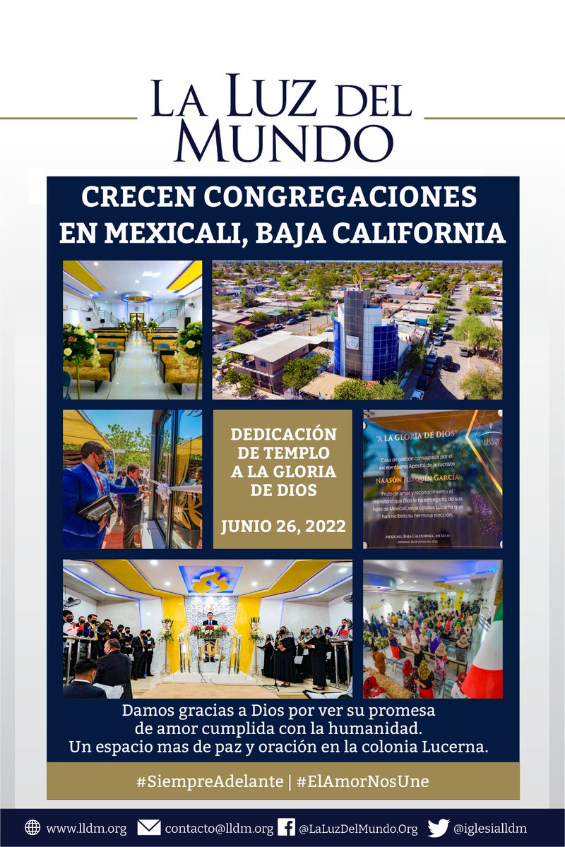 iglesialldm's tweet photo. INAUGURACIÓN DE CASA DE ORACIÓN
Como parte del resultado de la predicación del Evangelio de Cristo y la apertura de nuevos espacios para la oración, este domingo 26 de junio de 2022 se inauguró un templo en #Mexicali, colonia Lucerna.
#SiempreAdelante
#ElAmorNosUne https://t.co/RbCv1n3aVm