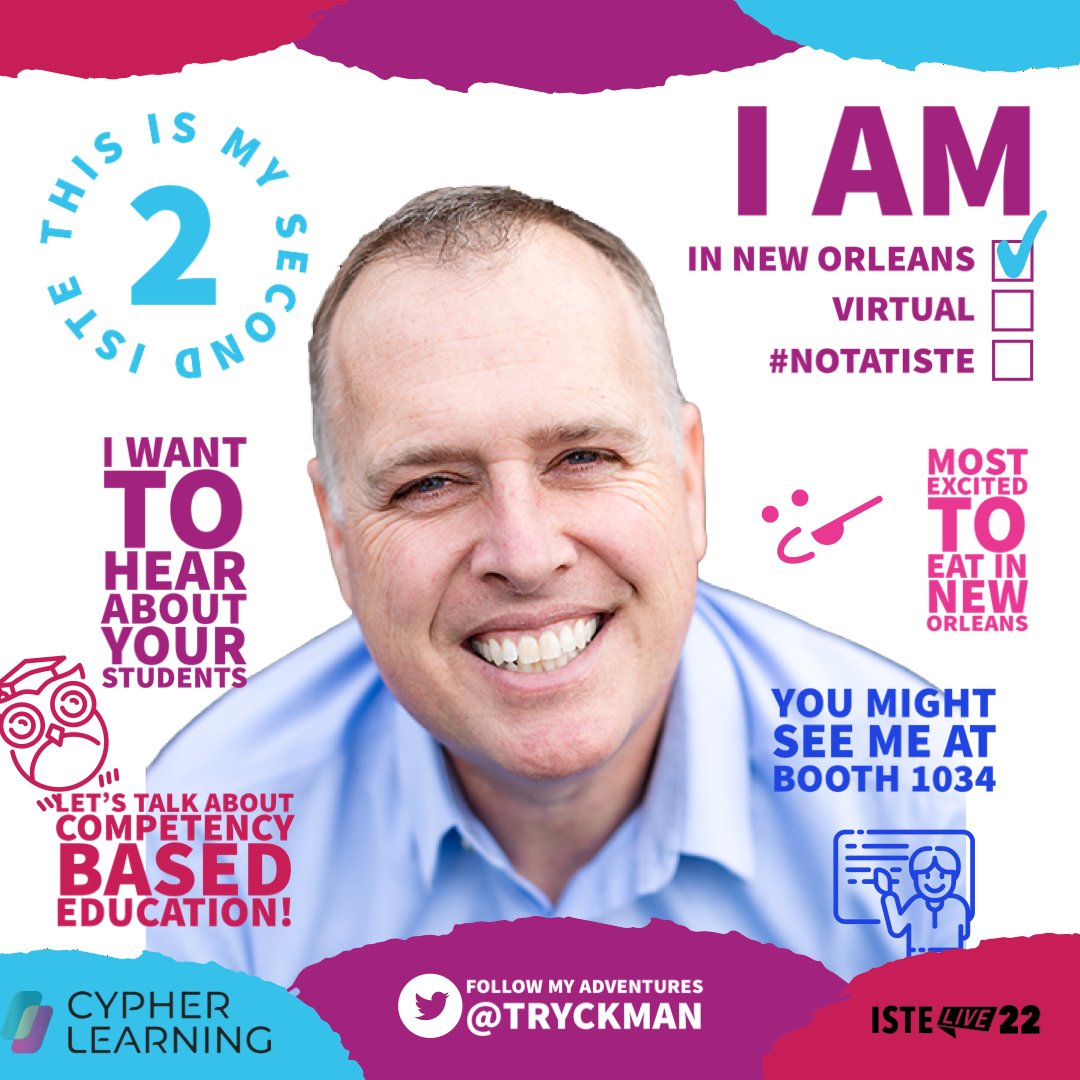 tryckman's tweet photo. Want to win an iPad?! Please join me at booth 1034 on either Monday or Tuesday @ 1:45 for my edtech session “Using teacher voice and platform adoption for better student outcomes”. #iste22 #edtech https://t.co/Y3jKgM9i1o