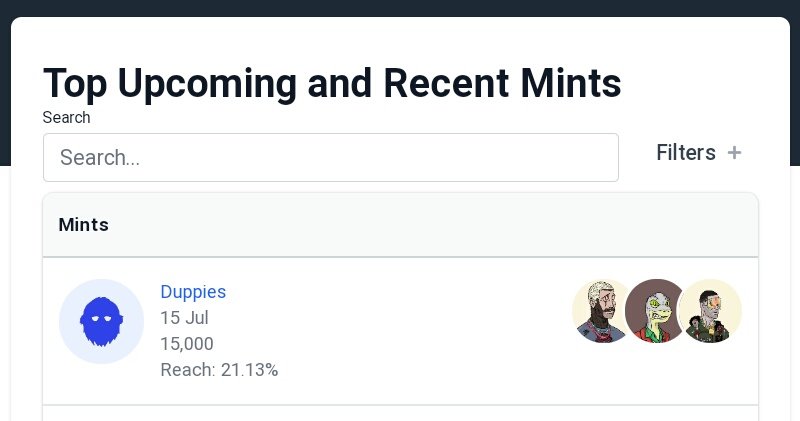 Trendsetter_io's tweet photo. 100x NFT Project

@DuppiesNFT 
A New NFT project from the team that brought you @DeGodsNFT 
Notable member: @frankdegods (founder of DeGods)

Min date: 15 July 2022
Price: unreleased
Supply: 15,000
Community Reach: 21.13%
Chain: Solana

#cryptocurrecy #SolanaNFTs #instagramdown https://t.co/fS8ObmOegL