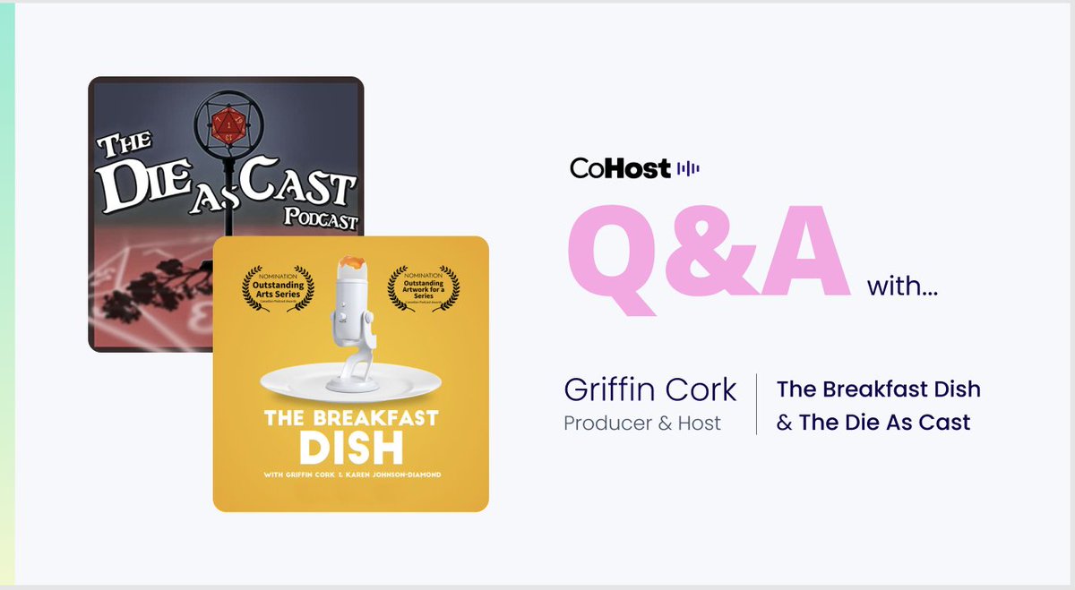 The Die As Cast (@thedieascast) on Twitter photo Our very own Gideon Sweets (<a href="/GriffinCork/">Griffin Cork</a>) sat down with our podcast hosts <a href="/CoHost_/">CoHost Podcasting</a> to chat about our show, The <a href="/BreakfastDish/">The Breakfast Dish</a>, and all things podcasting! Read it here: cohostpodcasting.com/cohost-feature… // <a href="/KoboldPress/">Kobold Press</a> Our very own Gideon Sweets (<a href="/GriffinCork/">Griffin Cork</a>) sat down with our podcast hosts <a href="/CoHost_/">CoHost Podcasting</a> to chat about our show, The <a href="/BreakfastDish/">The Breakfast Dish</a>, and all things podcasting! Read it here: cohostpodcasting.com/cohost-feature… // <a href="/KoboldPress/">Kobold Press</a>