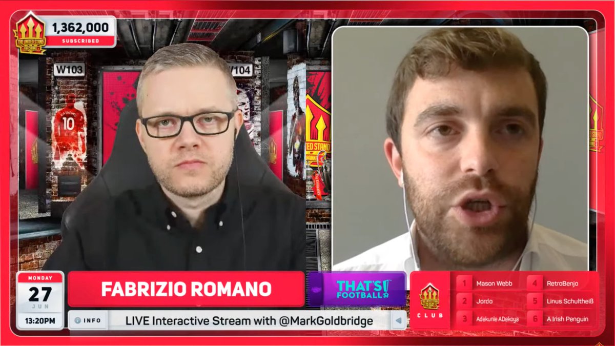 فابريزيو رومانو: يوميًا منذ بداية يونيو مانشستر وبرشلونة في محادثات رسمية، حسب ما تم إخباري بأن اخر عرض شفهي مانشستر يونايتد قدم 65M يورو، وليس 80M يورو. مانشستر يعلم بحاجة برشلونة ببيع فرينكي خصوصًا براتبه العالي الموسم القادم، لذلك مانشستر يمشي خطوة بخطوة في المُفاوضات