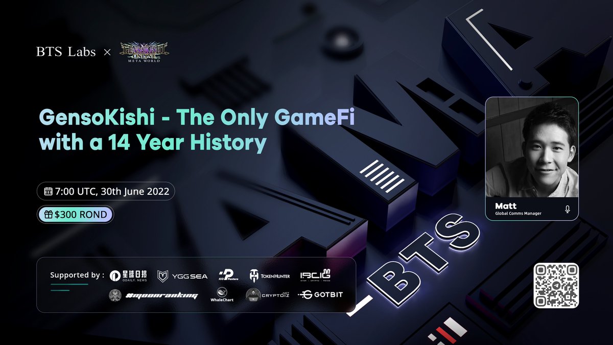 btslabs_global's tweet photo. BTS Labs #AMA session with @genso_meta on 30th June at 7:00 UTC in BTS telegram https://t.co/MWRVTv5J3u

🎁Win $300 $ROND
1⃣RT &amp; Tag 3 friends
2⃣Follow @genso_meta @btslabs_global @BTS_Ventures
3⃣Join Discord: https://t.co/QtKgwsBS7I
4⃣Answer questions of GensoKishi during AMA https://t.co/t7Pq4gxZG0