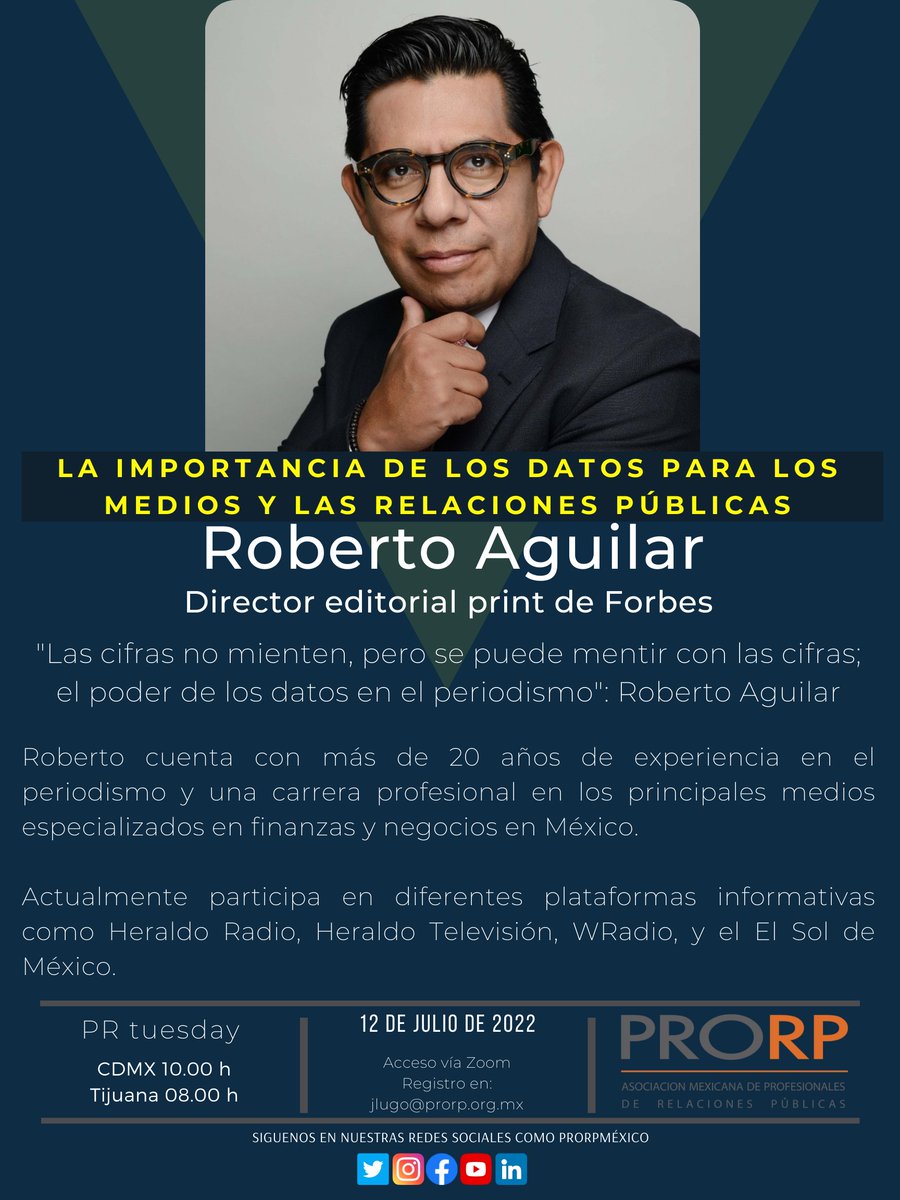 PRORPMexico's tweet photo. ¿Listos para el próximo #PRTuesday?
¿Se puede mentir con las cifras? Acompáñanos a nuestra próxima sesión, con la colaboración de @robertoah @PRORPMexico https://t.co/CFz7bTa62m