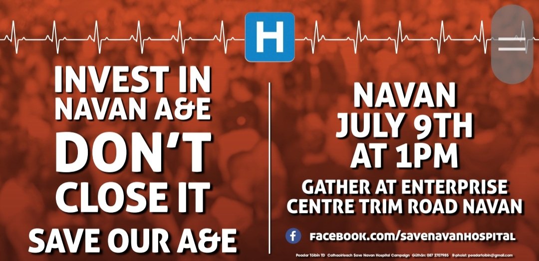 Toibin1's tweet photo. Note to Journalists;
The HSE has spun a narrative that medical professionals agree with the shutting of Navan A&E.
This is most certainly not true.
Many senior clinicians oppose HSE plan as dangerous & some have provided the data to the Gov to prove it.
#Invest
#DontClose https://t.co/VnUkLhfDeO