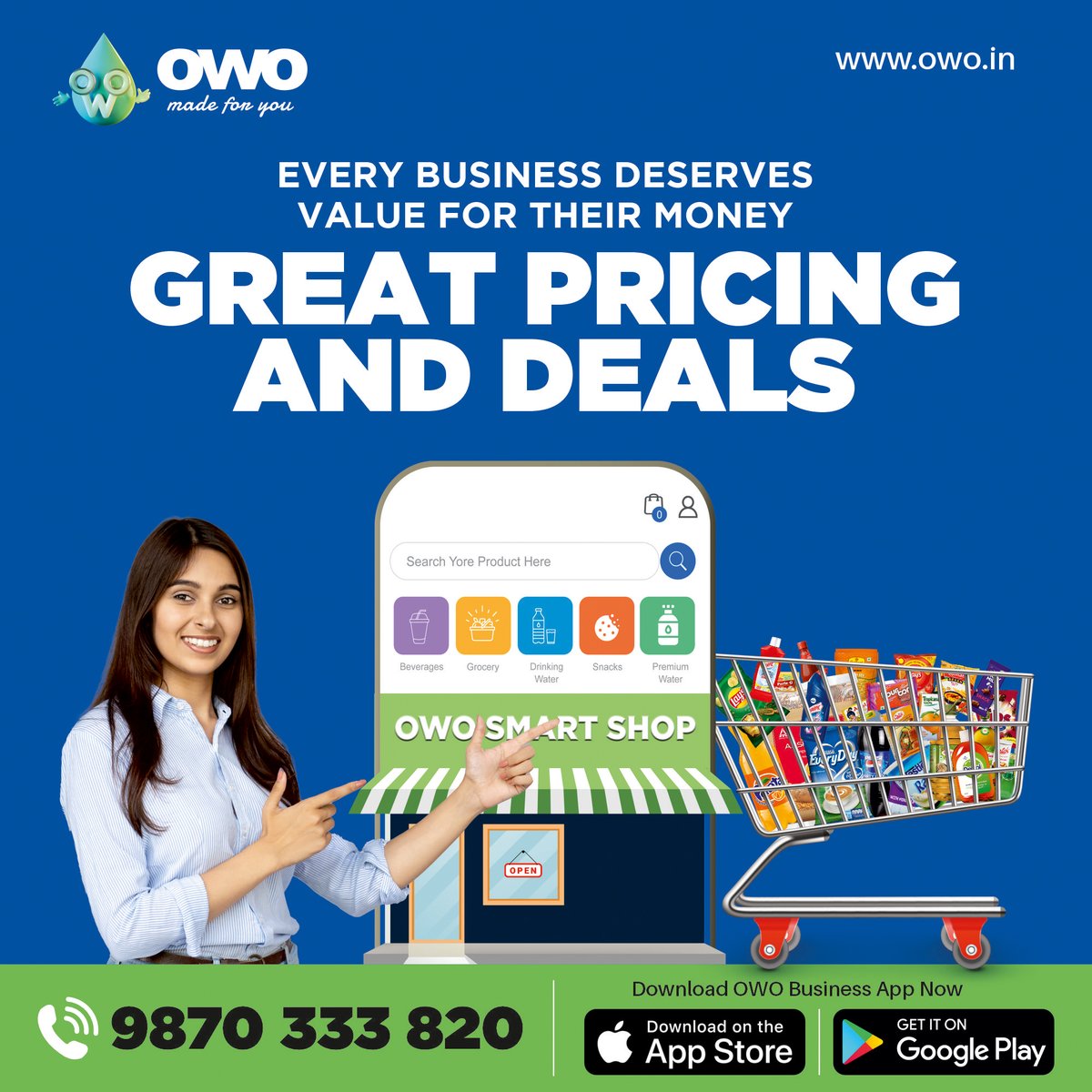 owoindia's tweet photo. Get full value for money when it comes to ordering daily essentials for your business. Explore great pricing and deals only at OWO Smart Shop.

To know more,
📞 9870333820
📱 OWO Water App
🌐 https://t.co/VvfXXDUOV7
.
.
.
#OWO #OWOIndia #OWOBusiness #OWOGrocery #Grocery #B2B https://t.co/lhq8Dr3qGn