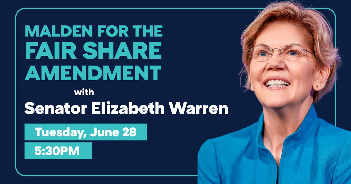 FairShareMA's tweet image. Right now, fighting for economic &amp;amp; racial justice is more important than ever.

@ewarren knows that we need the Fair Share Amendment—she's joining the fight for a fair tax system that serves every community across MA.

Join us TOMORROW in Malden, 5:30PM: fairma.us/warren