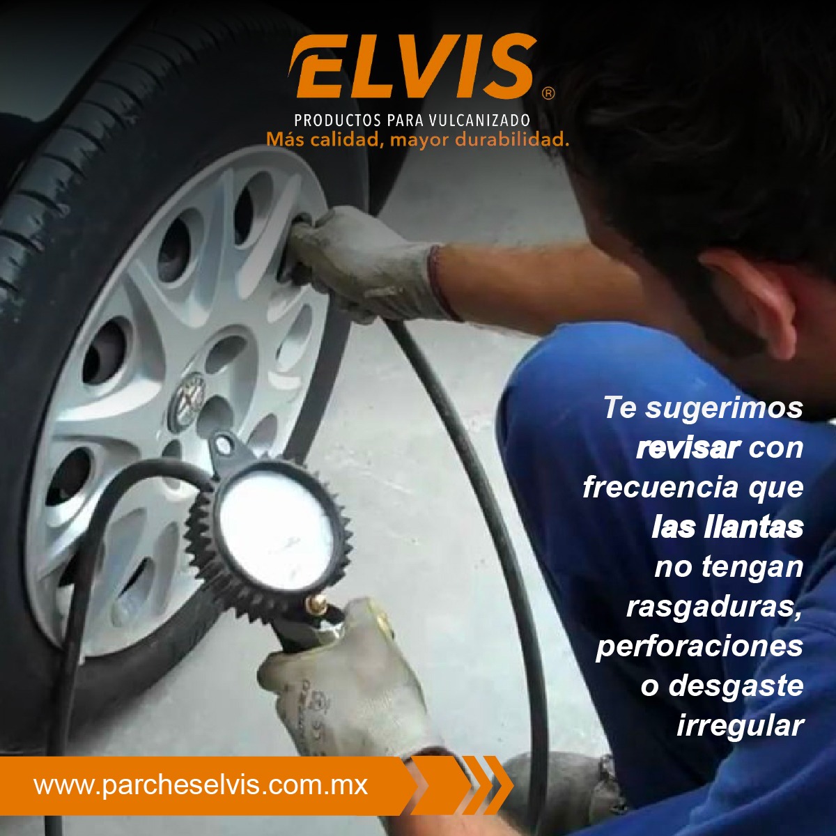 ElvisParches's tweet photo. Te compartimos un #ElvisTIP para mantener en buen estado las llantas de tu automóvil. Estás seguro con nuestros parches. @Sergiohulelatex @DelHule @CCIJalisco @CONCAMIN https://t.co/WSWki4KGAm