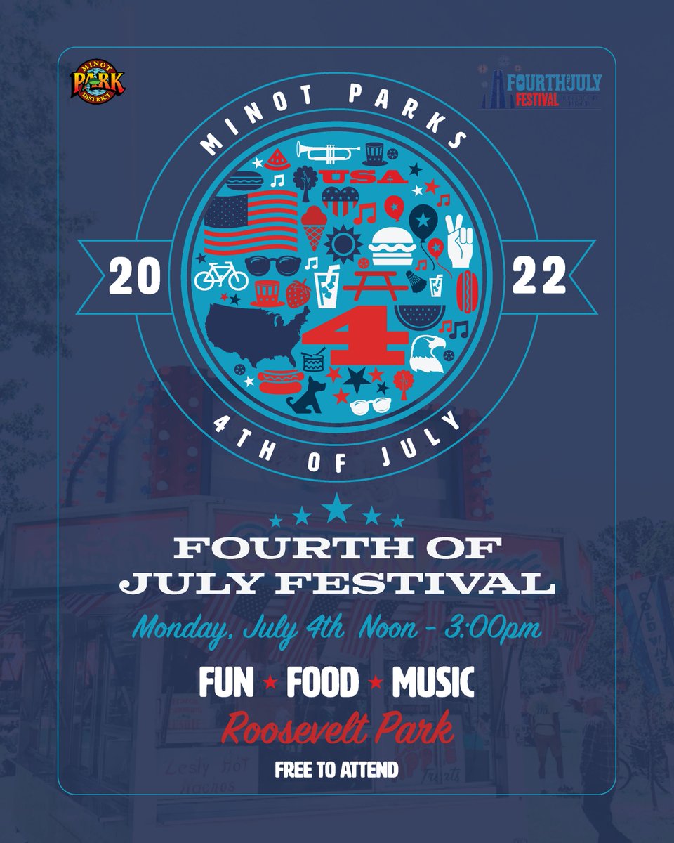 MinotParks's tweet photo. Only one week away! 
🇺🇸 Celebrate Independence Day at Roosevelt Park! 🇺🇸
🎯 Enjoy Yard Games 
🎸 Live Music
🌭 Local Food Truck Vendors
Monday, July 4th from 12:00pm - 3:00pm
This event is free to attend!
https://t.co/53ylTn6vUB https://t.co/N5M6ktJxhA