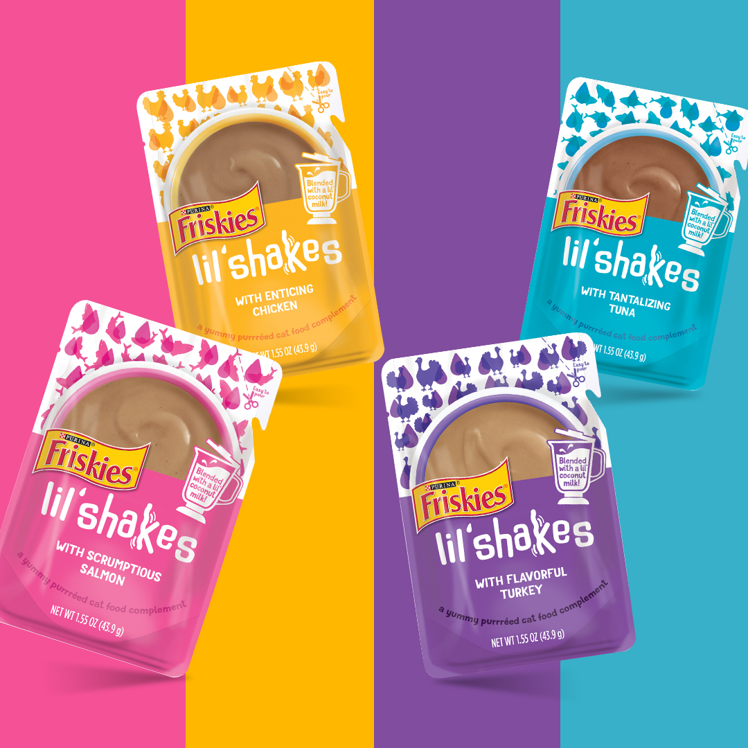 Make any hour #happyhour for your #cat with NEW #Friskies Lil’ Shakes!​

These lil' purrées are pouring with possibilities. As a cat food complement, they’re perfect for mixing up mealtime or anytime!​

Check ‘em out at purina.com/friskies/wet-c…