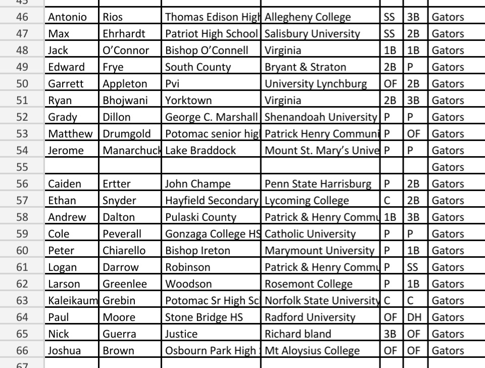 LSBR11's tweet photo. These rosters are good, players from this season and season's past. #NVCL kicks off this afternoon pending weather. Game one at Madison HS. Bunt Cakes v. @NvclGators 4:15 PM. Published rosters. (Could be changes) https://t.co/B7FNbQQP8M