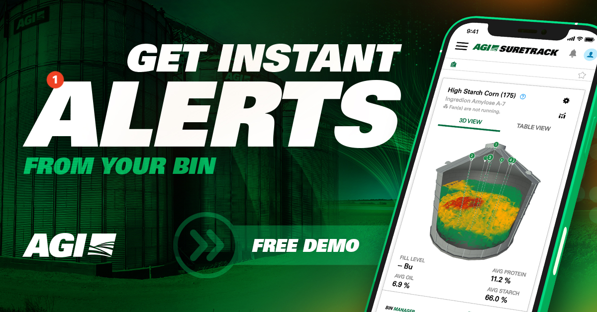 AGI_Digital's tweet photo. Custom alerts to notify you when you grain gets out of acceptable condition. Step up your grain monitoring with AGI BinManager. 

Book your free demo: https://t.co/GnQ4eXYP6I  

#AGIBinManager #AGIDigital https://t.co/R1GYsgO7eK