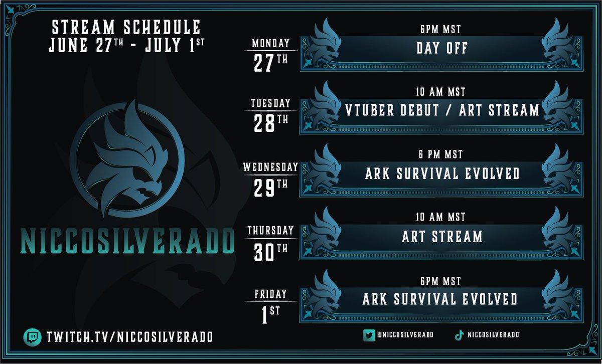NiccoSilverado's tweet photo. This week for the Silver Nation we got BIG THINGS! The Debut is this Tuesday and so many things to do! so pumped, and excited!
#NiccoSilverado #Vtuber #SLVRNation https://t.co/7LQSsRmmaa