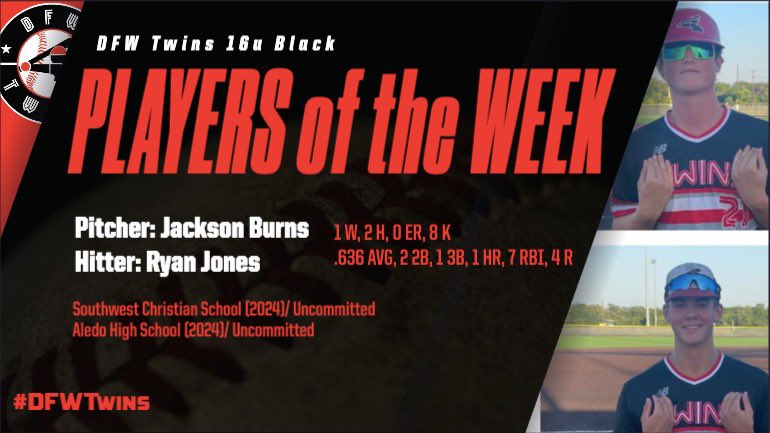 DFWTwins's tweet photo. 16u Players of the Week https://t.co/GbVU1JjG5U