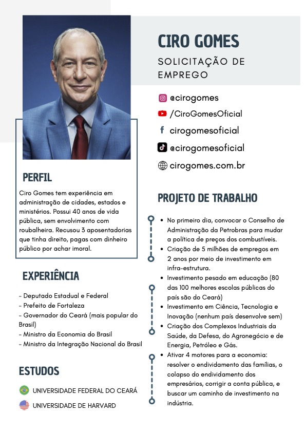 Thiago_Reis_12's tweet photo. Se p qqr cargo vc exige boa formação e experiência. Pra PRESIDENTE mais ainda.
CIRO é preparado e nunca teve envolvimento com corrupção
🙌
Vote CIRO e livre-se dos dois
#ThiagoReisPréDepEstadual 
#PDTPA https://t.co/pfYdA3ZXSl