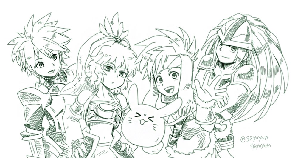 過去に描いた聖剣キャラ共演絵も添えときますね✍️ 
