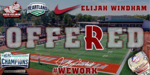 ElijahWindham27's tweet photo. #AGTG After a great talk with @CoachCPPearce I’m blessed to have received a offer from @RoseHulmanFB! @CCunningham76 @BurdittMicah @its_tgriffin @ScottRapp17 @MCSMustangFB @NateMcGraw4 https://t.co/cXWNELbnSF