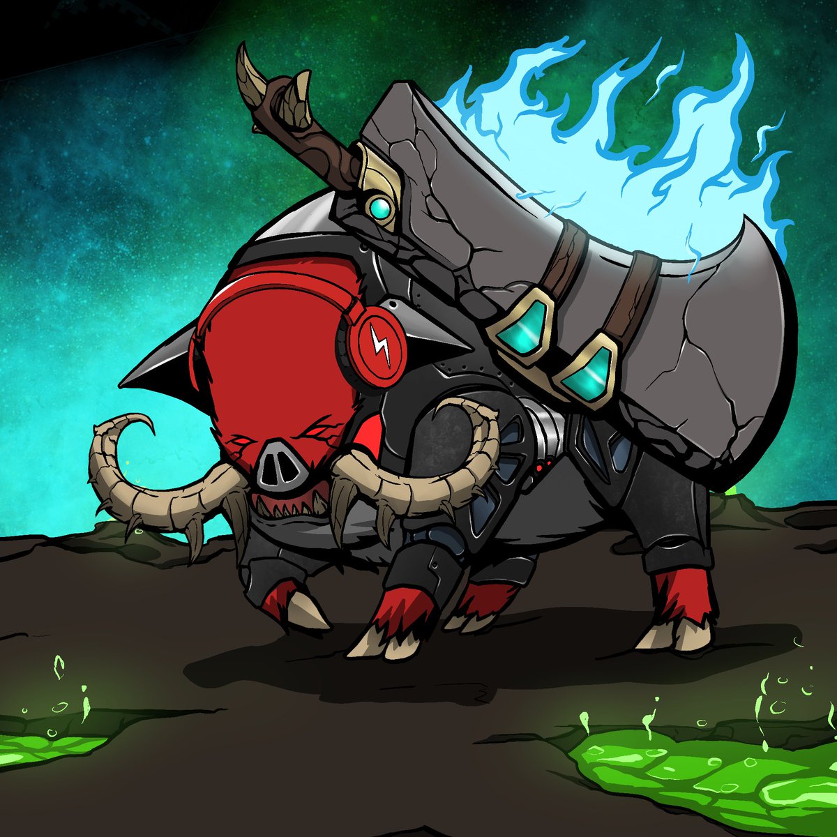 zap7project's tweet photo. ☀️ Daily Sneak Peek👀🐗
Sky:  Rare Green Smoke
Land: Chemical Area 
Fur: Hot Red Fur with Mega
Body: Fire Spirit Bleech 
Head: Red headset
Eyes: Red Angry Eyes
Ivory : Classic Western Ivory
 
🎁 Giveaway 
1 Hype hog NFT

1️⃣ Like &amp; RT
2️⃣ tag 3 friends
3️⃣ follow @ToughLions1111 https://t.co/QucA2nwer4