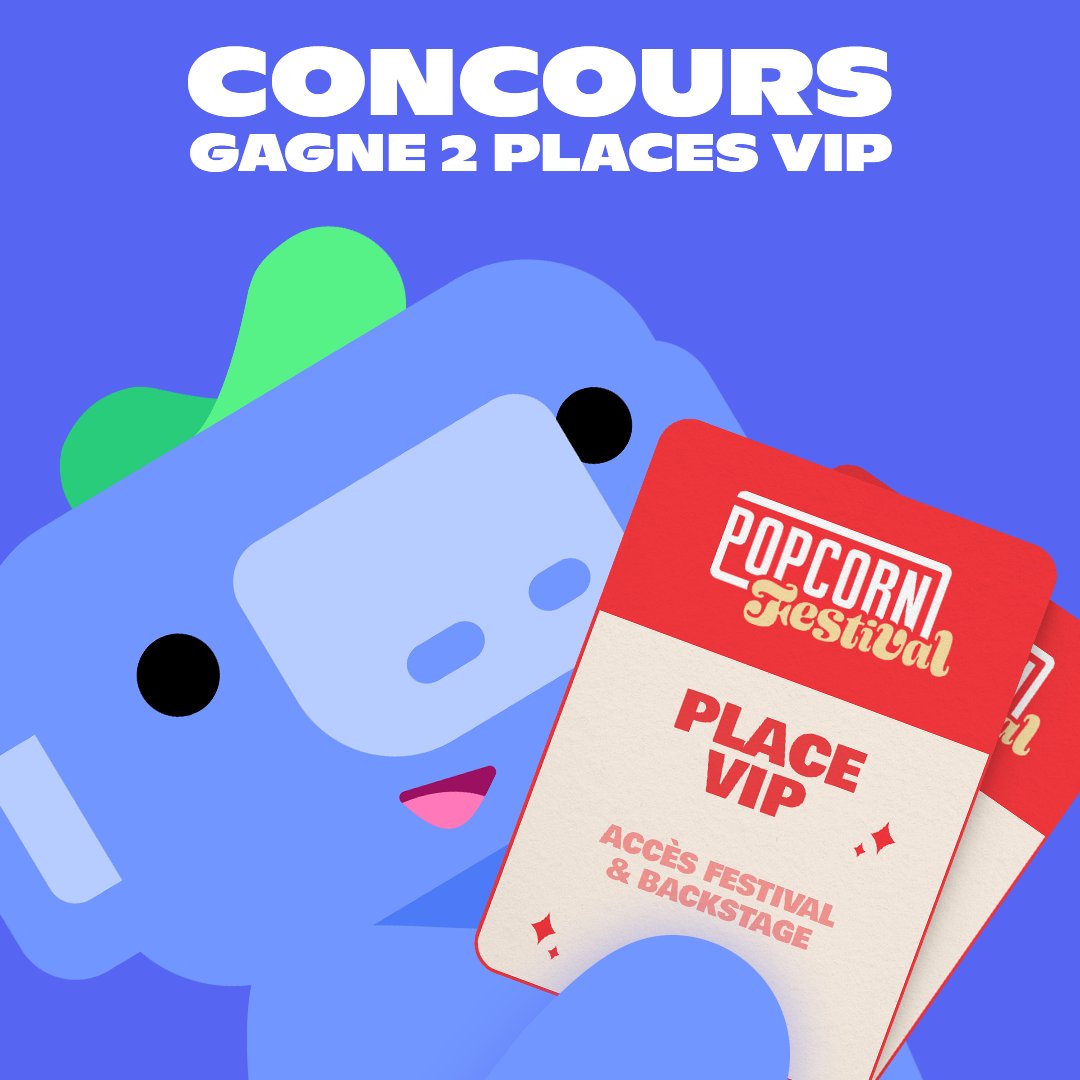 discord_fr's tweet photo. À l'occasion du #PopcornFestival nous vous faisons gagner 1x2 places VIP pour toi et la personne de ton choix (car on vous aime beaucoup).
Pour participer : RT + Follow @discord_fr + tag la personne que tu veux emmener avec toi.
Tirage au sort le 28/06 à 18h.
@PopcornTalkshow https://t.co/uklyxtteUe