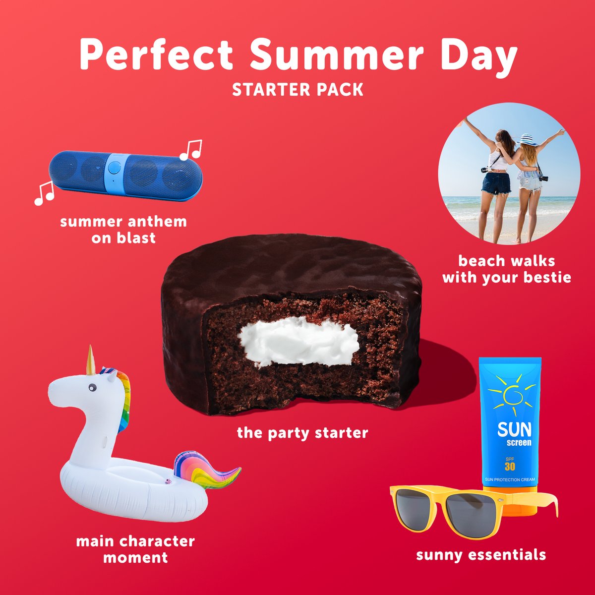 Your Summer vibes are waiting. Grab these essentials and hit the beach. ⛱👙🩳

…

#HostessCakes #LiveYourMostess #Summer #DingDongs #SummerDay #Happiness #Love