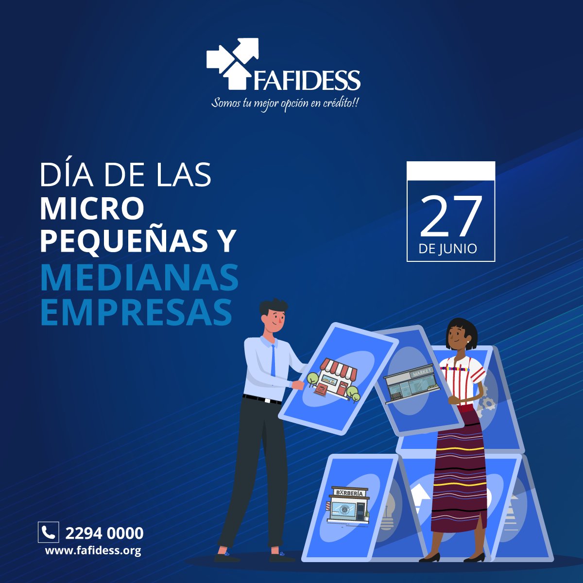 fafidess's tweet photo. FAFIDESS felicita a los #empresarios, en este Día Internacional de las #MIPYMES, por ser el motor de la economía, y la clave para el desarrollo del país con su trabajo día a día.
#somostumejoropcionencredito #fafidess #microfinanzas #credito #clientes https://t.co/bu191McdTk