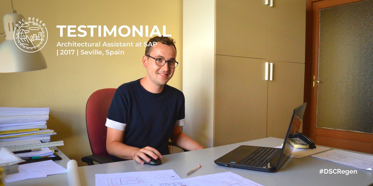 DscRegen's tweet photo. In 2017, we had the pleasure of chatting with Wojciech, a past participants of our #ErasmusPlus placement program, who worked as an Architectural Assistant at SAP in #Seville, Spain! 🇪🇸🙌🏻

👇 Read their testimonial on LinkedIn 👇
https://t.co/LsEH8avdzz 🌍

#Architecture https://t.co/Y0ATmwJfgR