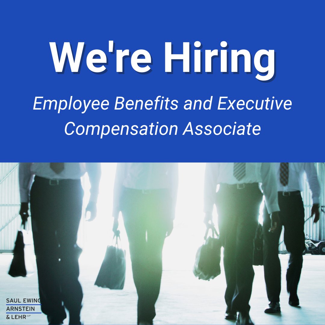 SaulEwing's tweet photo. #HIRING: Mid-level associate with 3-6 years of experience to join the Firm's Employee Benefits and Executive Compensation group. Position open for any office. To learn more and apply, visit: https://t.co/K6IwcZ8NzS #SEALJobs https://t.co/g3uIr9xzPF