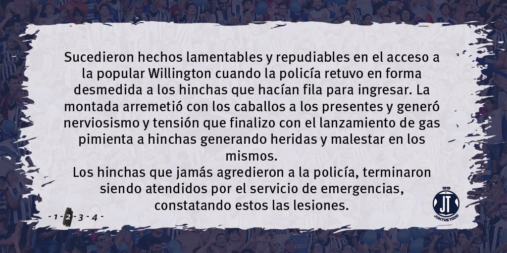 JuntosTodoT's tweet photo. GRAVE ACCIONAR DE LA SEGURIDAD CONTRA LOS SOCIOS DE TALLERES EN EL KEMPES https://t.co/5rRVqD5Php